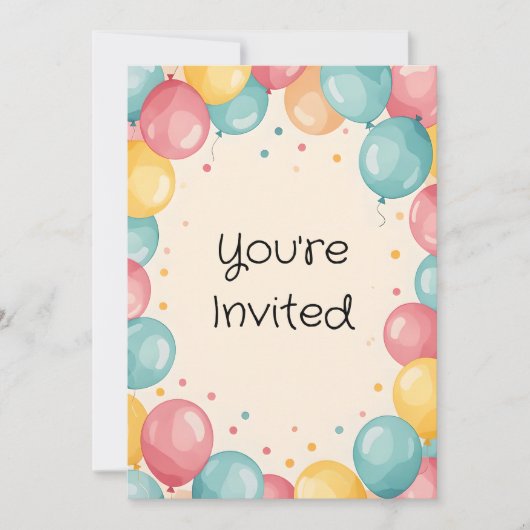 Invitation Bébé 1er Anniversaire Balloon Design (Devant)