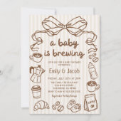 Invitation Bébé à base de dessins à la main prépare une douch (Devant)