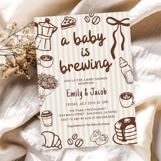 Invitation Bébé à base de dessins à la main prépare une douch
