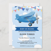Invitation Bébé à bord ! Baby shower d'avion (Devant)