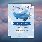 Invitation Bébé à bord ! Baby shower d'avion