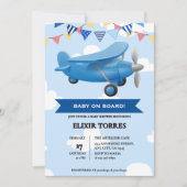 Invitation Bébé à bord ! Baby shower d'avion (Devant)