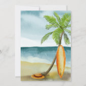 Invitation Bébé à bord baby shower de plage de surf aquarelle (Dos)