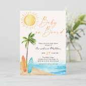 Invitation Bébé à bord Baby shower de plage d'été (Debout devant)