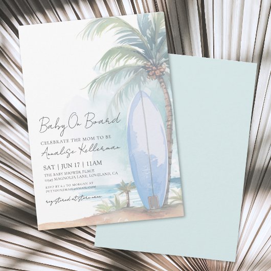 Invitation Bébé à bord Baby shower de plage d'été