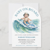 Invitation Bébé à bord Baby shower de surf aquarelle (Devant)