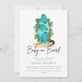 Invitation Bébé à bord Baby shower de surf aquarelle (Devant)