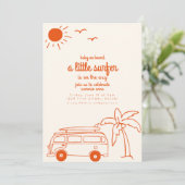 Invitation Bébé à bord Baby shower Little Surfer (Debout devant)