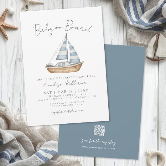 Invitation Bébé à Bord Baby Shower Marin