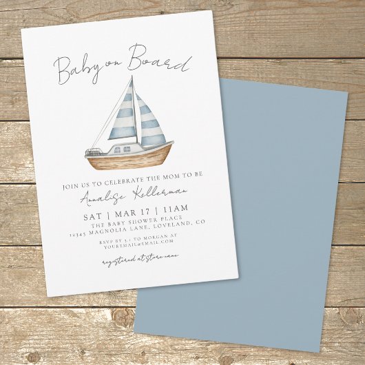 Invitation Bébé à Bord Baby Shower Marin