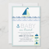 Invitation Bébé à bord Baby shower Nautical Blue Boy (Devant)