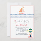 Invitation Bébé à bord Baby shower Nautique rose fille (Devant)