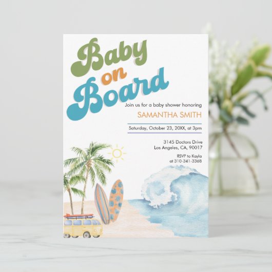 Invitation Bébé à bord Baby shower neutre (Debout devant)