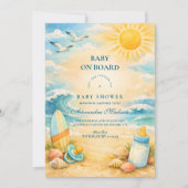 Invitation Bébé à Bord Baby Shower Plage (Devant)