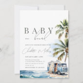 Invitation Bébé à bord Baby shower, Surf Beach (Devant)