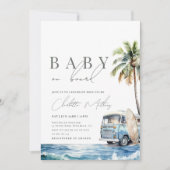 Invitation Bébé à bord Baby shower, Surf Beach (Devant)