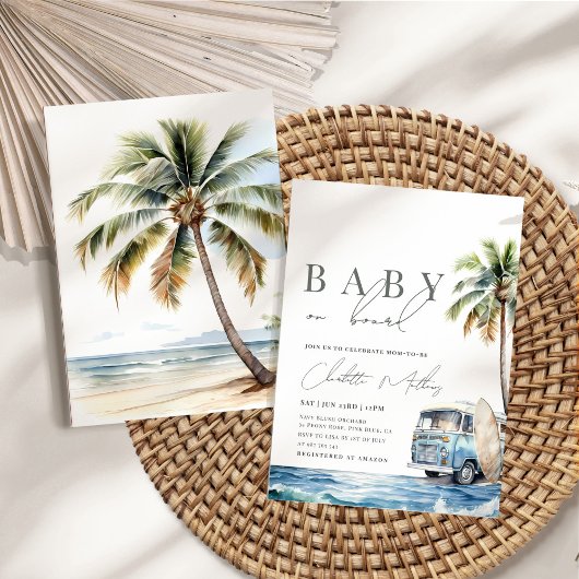 Invitation Bébé à bord Baby shower, Surf Beach