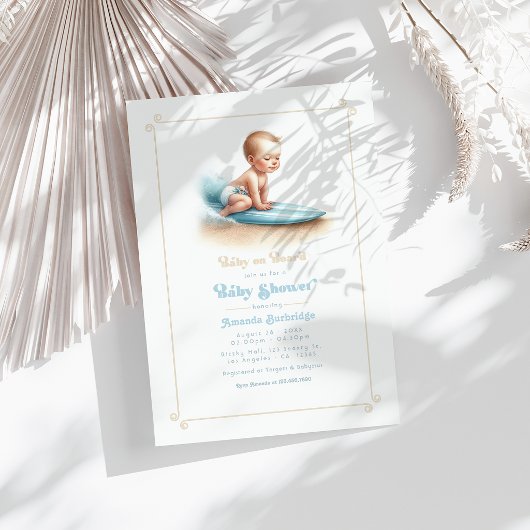 Invitation Bébé à Bord Baby Shower Thème Surf