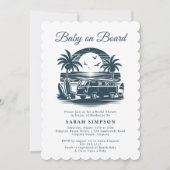 Invitation Bébé à bord Baby shower tropical rétro (Devant)