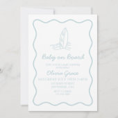 Invitation Bébé à bord doodle Planche de surf Fête de naissan (Devant)