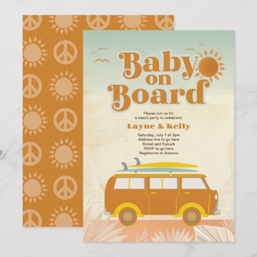 Invitation Bébé à bord du Baby shower (Devant / Derrière)