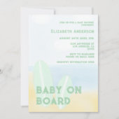 Invitation Bébé à bord du Baby shower d'aquarelle surf Beach (Devant)