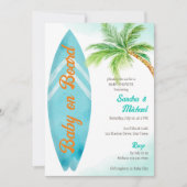 Invitation Bébé à bord du baby shower de plage de surf tropic (Devant)