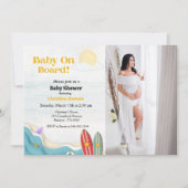 Invitation Bébé à bord du baby shower de plage surf (Devant)