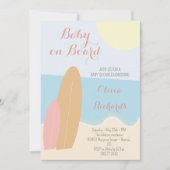 Invitation Bébé à bord du Baby shower de plage surf (Devant)