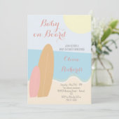 Invitation Bébé à bord du Baby shower de plage surf (Debout devant)