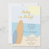 Invitation Bébé à bord du Baby shower de plage surf (Devant)