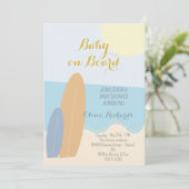 Invitation Bébé à bord du Baby shower de plage surf (Debout devant)