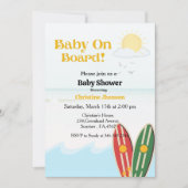 Invitation Bébé à bord du baby shower de plage surf (Devant)