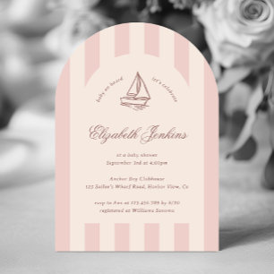 Invitation Bébé à bord Elégant Baby shower de voilier rose