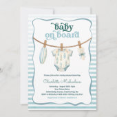 Invitation Bébé à bord linge de surf Baby Shower (Devant)