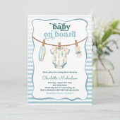 Invitation Bébé à bord linge de surf Baby Shower (Debout devant)