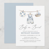Invitation Bébé à Bord Naissance Thème Marin (Devant / Derrière)
