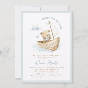 Invitation Bébé à Bord Ourson Marin Baby Shower