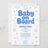 Invitation Bébé à bord Plage Surf Bébé Shower Été Rétro (Devant)