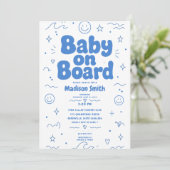 Invitation Bébé à bord Plage Surf Bébé Shower Été Rétro (Debout devant)
