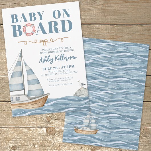 Invitation Bébé à Bord Shower Marin pour Garçon