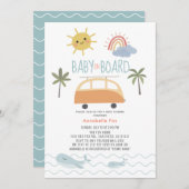Invitation Bébé à bord Sunshine Rainbow Van Baby shower (Devant / Derrière)