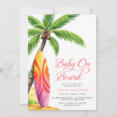 Invitation Bébé à bord Surf Baby shower de plage (Devant)