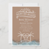 Invitation Bébé à bord surf Baby shower de plage neutre (Devant)