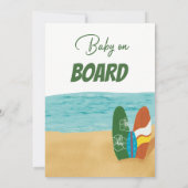 Invitation Bébé à bord surf Baby shower de plage tropical (Dos)