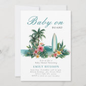 Invitation Bébé À Bord Surf Beach Baby shower (Devant)