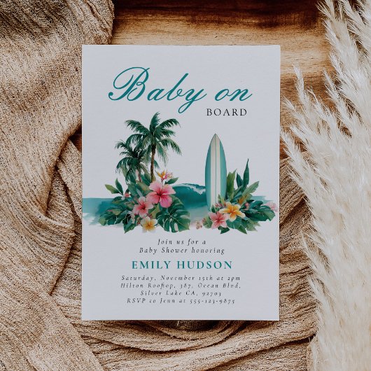 Invitation Bébé À Bord Surf Beach Baby shower