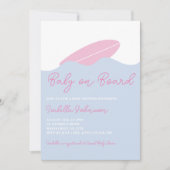 Invitation Bébé à bord Surf Beach Baby shower fille (Devant)
