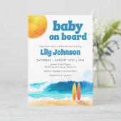 Invitation Bébé à bord Surf Beach Baby Shower QR Code (Debout devant)
