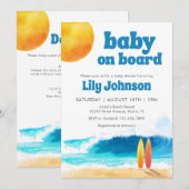 Invitation Bébé à bord Surf Beach Baby Shower QR Code (Devant / Derrière)
